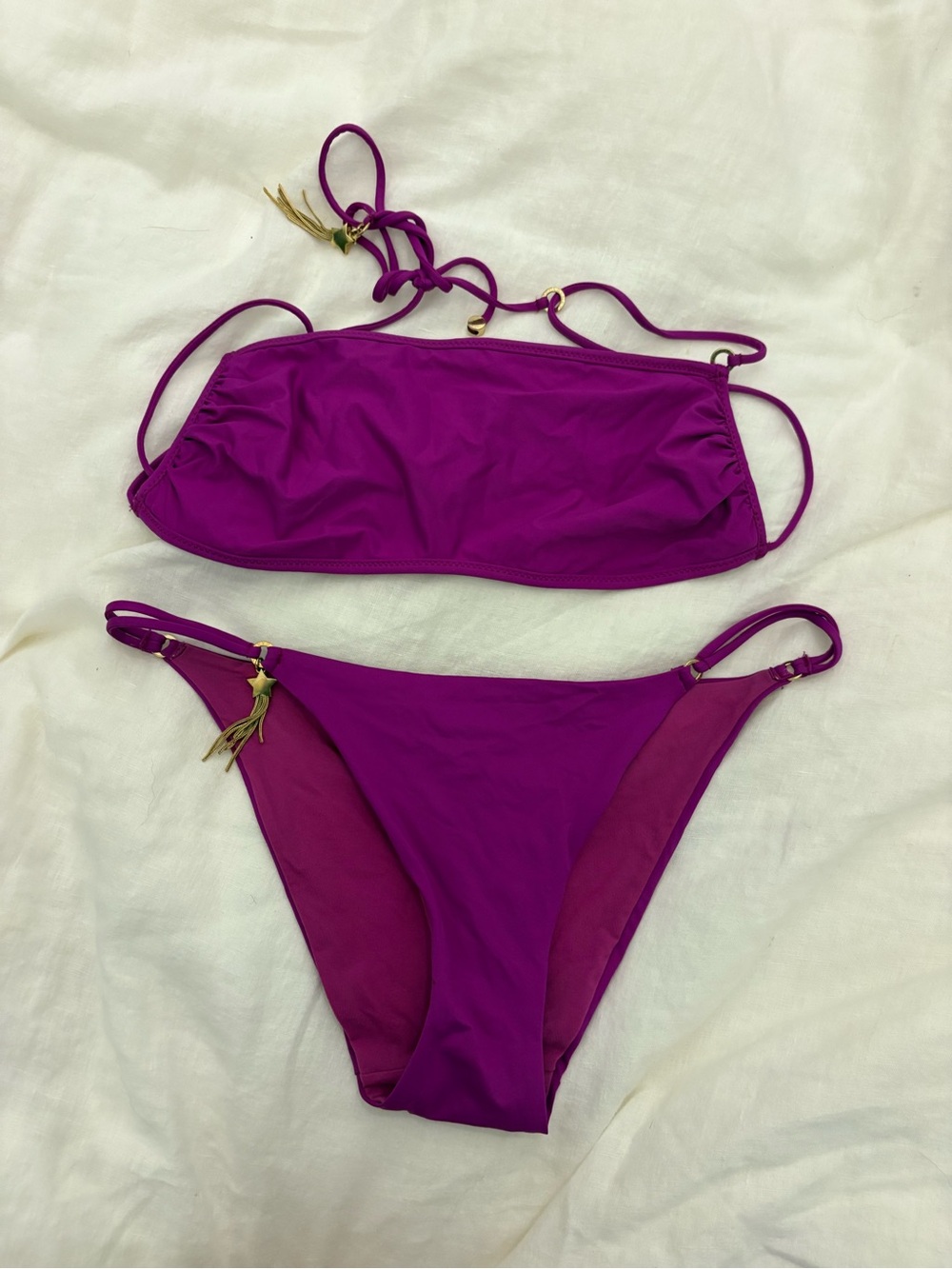 Stella McCartney Magenta Bandeau charm Bikini Set